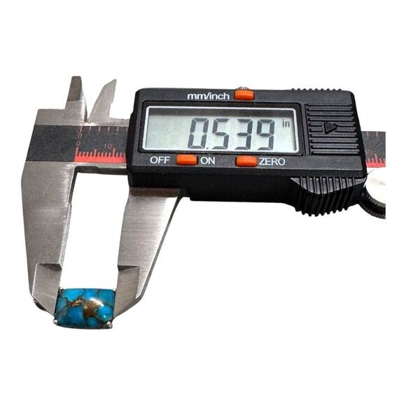 Turquoise & Sterling Silver 925 Small Petite Silver Rectangular Pendant W/ Bail - Picture 5 of 6